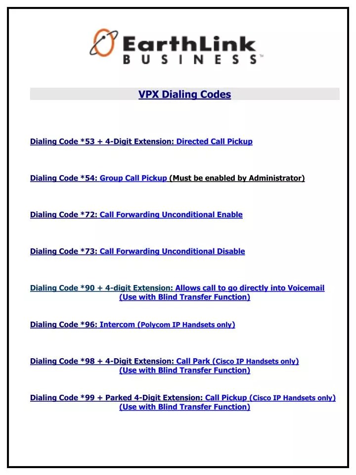 PPT Universal VPX Dialing Codes PowerPoint Presentation, free