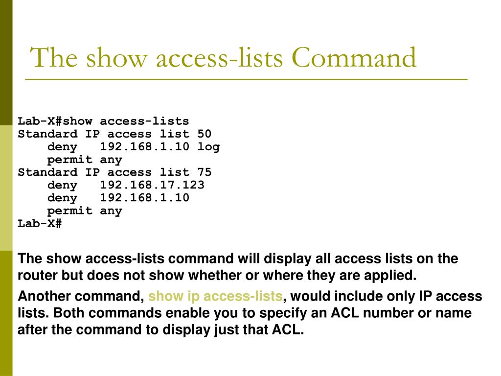 PPT Extended Access Control Lists PowerPoint Presentation, free
