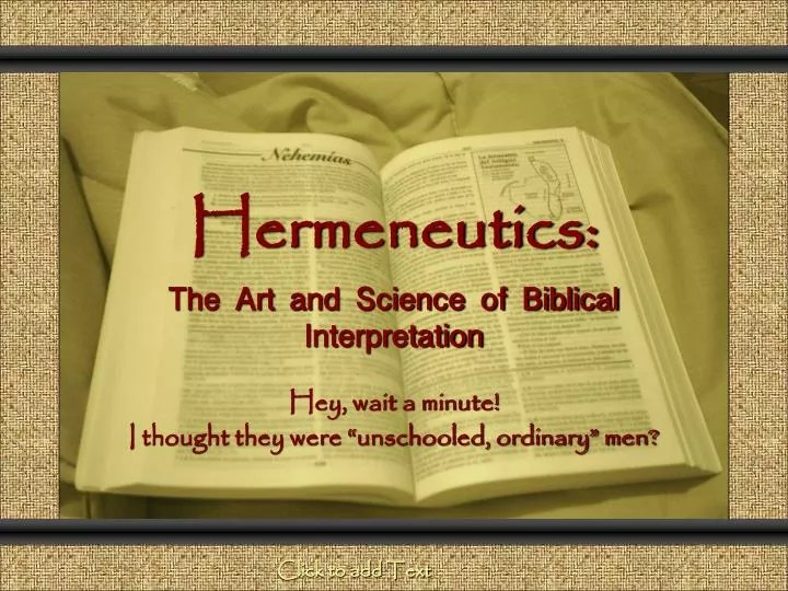 PPT Hermeneutics The Art and Science of Biblical Interpretation