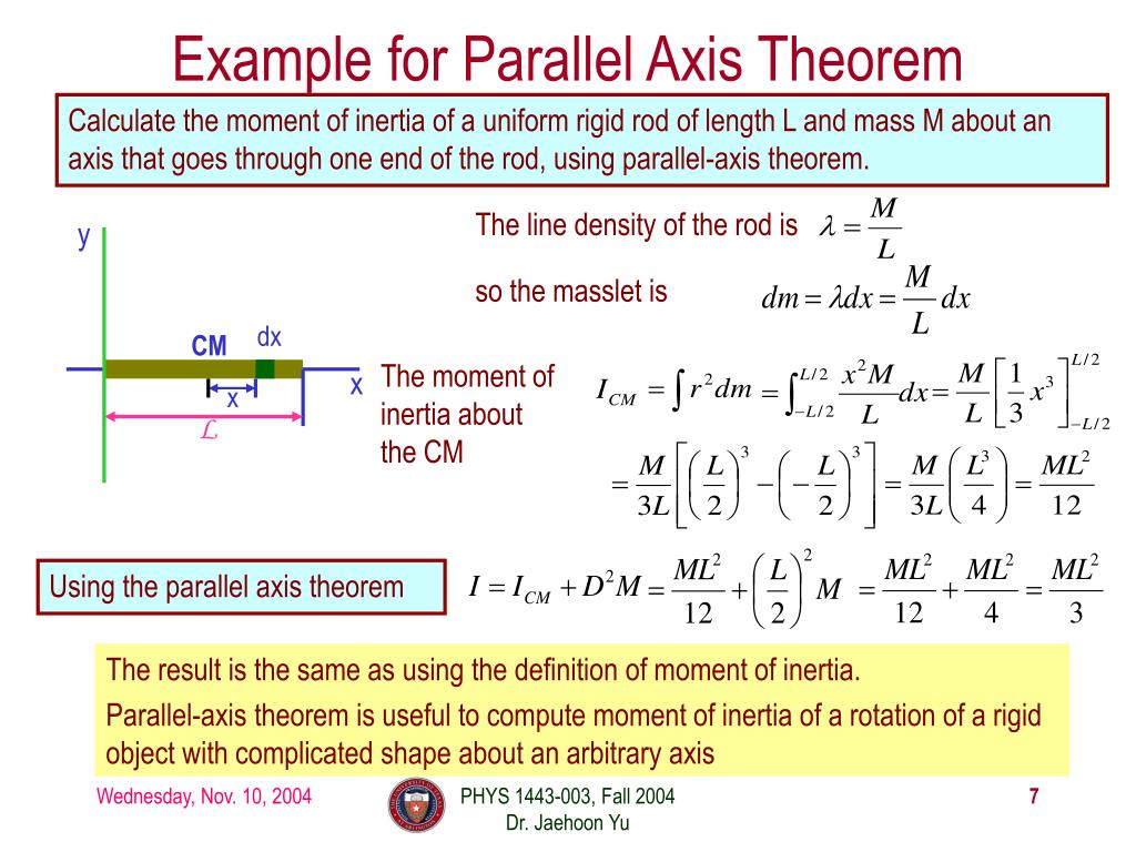 PPT Moment of Inertia Parallel Axis Theorem Torque and Angular
