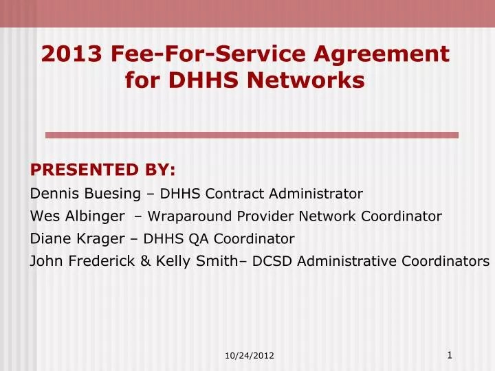 Dhs Fee Schedule 2024 PPT 2013 FeeForService Agreement for DHHS Networks PowerPoint