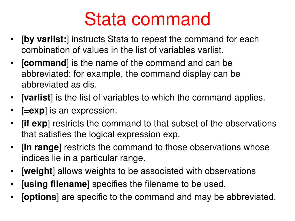 PPT INTRODUCTION TO STATA PowerPoint Presentation, free download ID6787792