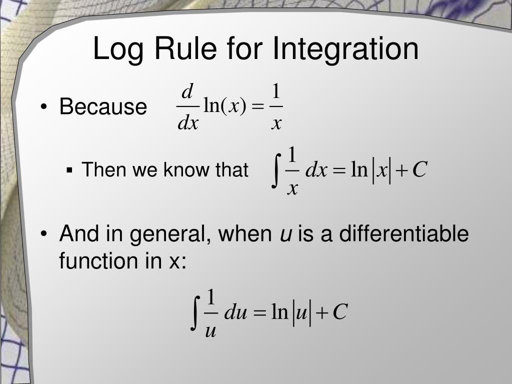 PPT The Natural Log Function Integration PowerPoint Presentation