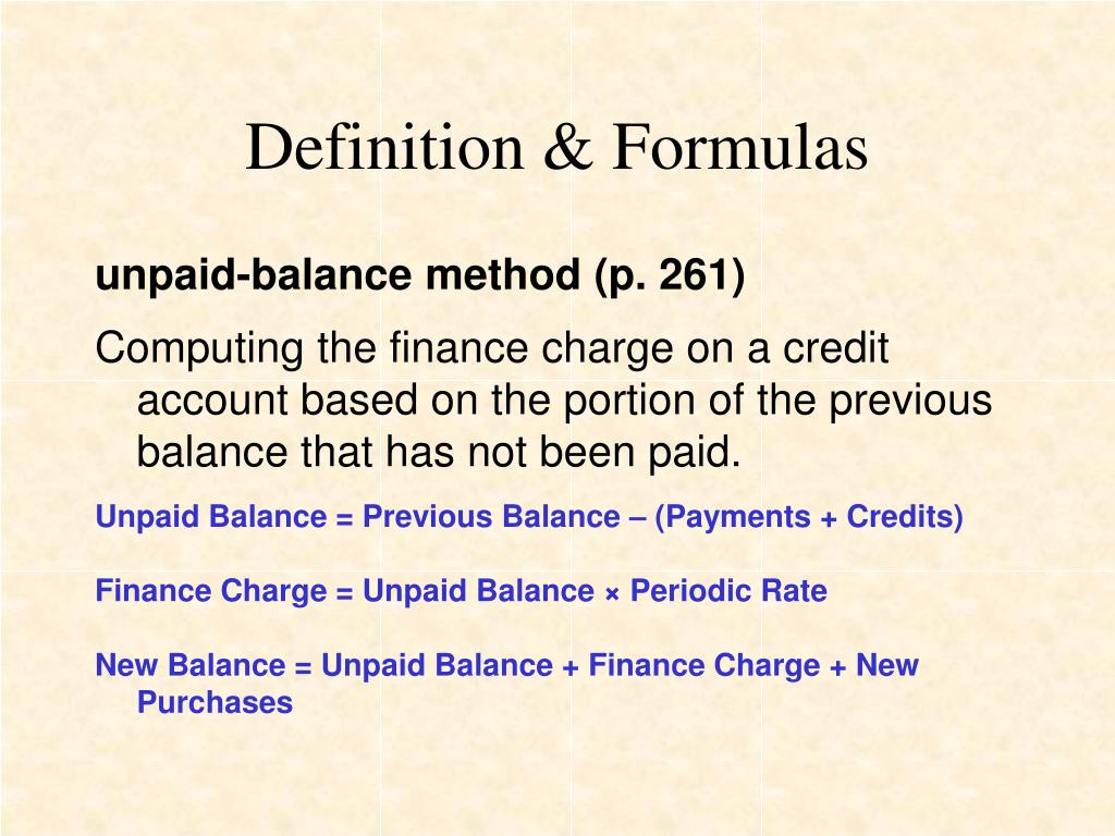 PPT 7.2 Finance Charge Unpaid Balance Method PowerPoint