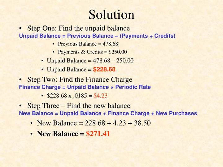 PPT 7.2 Finance Charge Unpaid Balance Method PowerPoint