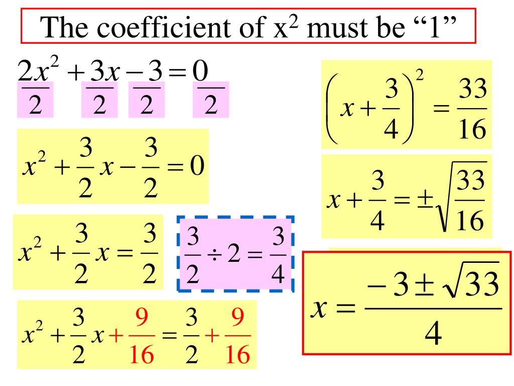 Completing The Square With A Coefficient / Solving A Quadratic Equation