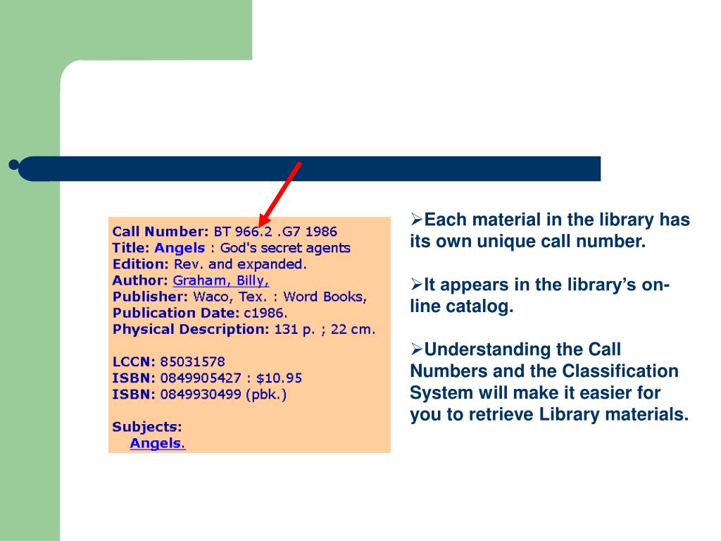 PPT AN INTRODUCTION TO UNDERSTANDING LIBRARY CALL NUMBERS PowerPoint