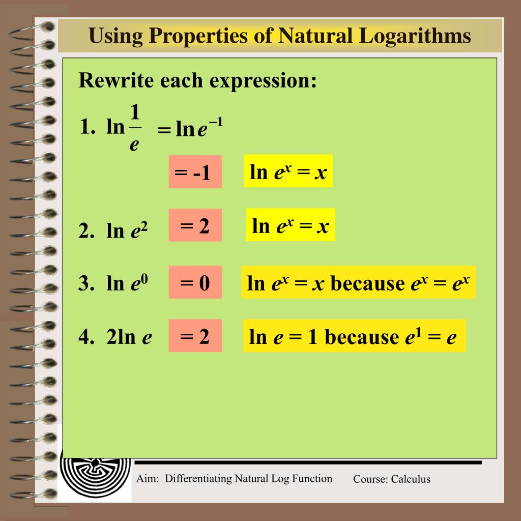 PPT Aim How do we differentiate the natural logarithmic function