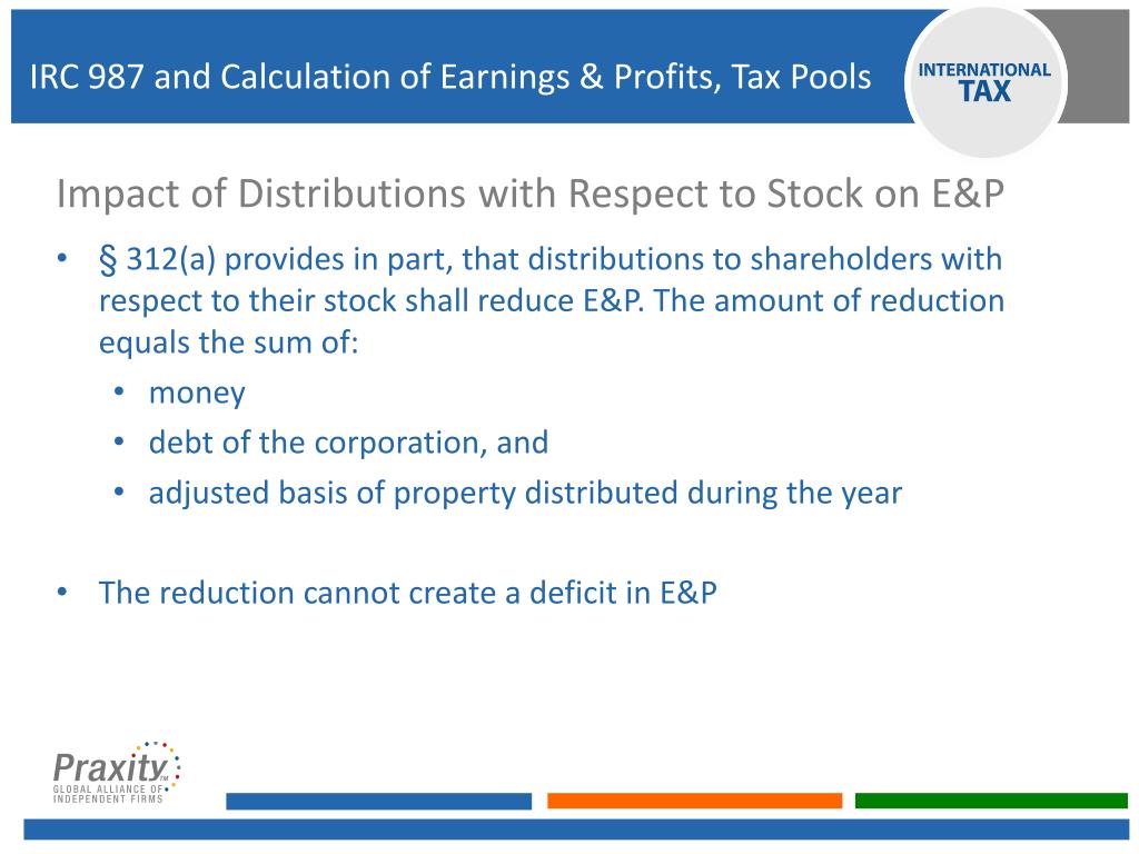 PPT IRC 987 and Calculation of Earnings & Profits, Tax Pools Canada
