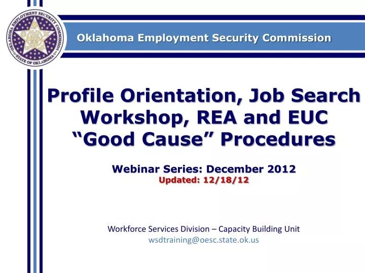 PPT Oklahoma Employment Security Commission PowerPoint Presentation