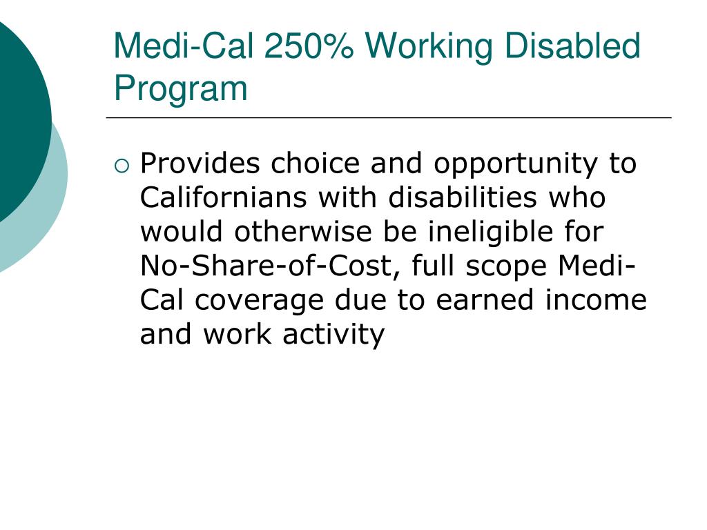PPT The 250 Working Disabled Program and Options to Maintain Medi