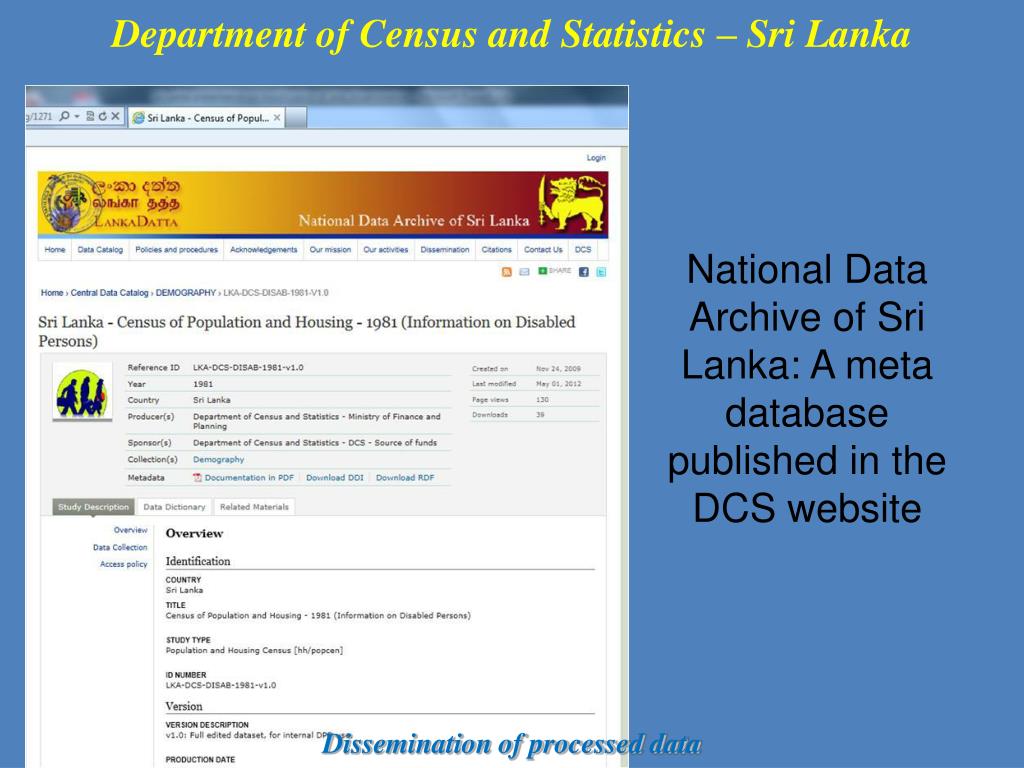 PPT Department of Census and Statistics Sri Lanka PowerPoint