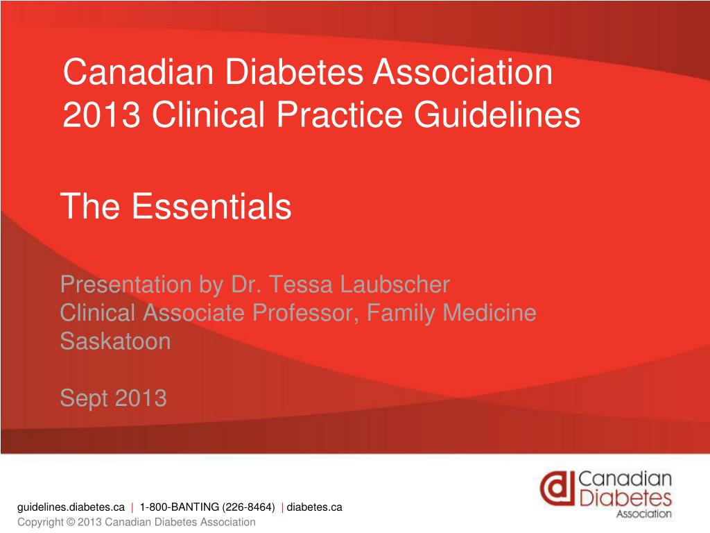 PPT Canadian Diabetes Association 2013 Clinical Practice Guidelines