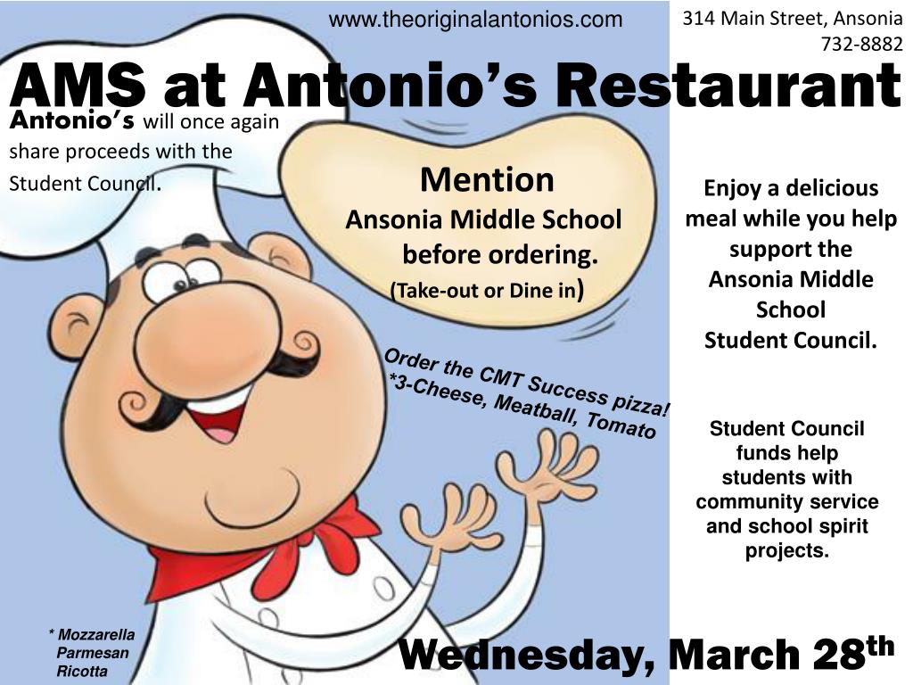 PPT Enjoy a delicious meal while you help support the Ansonia Middle