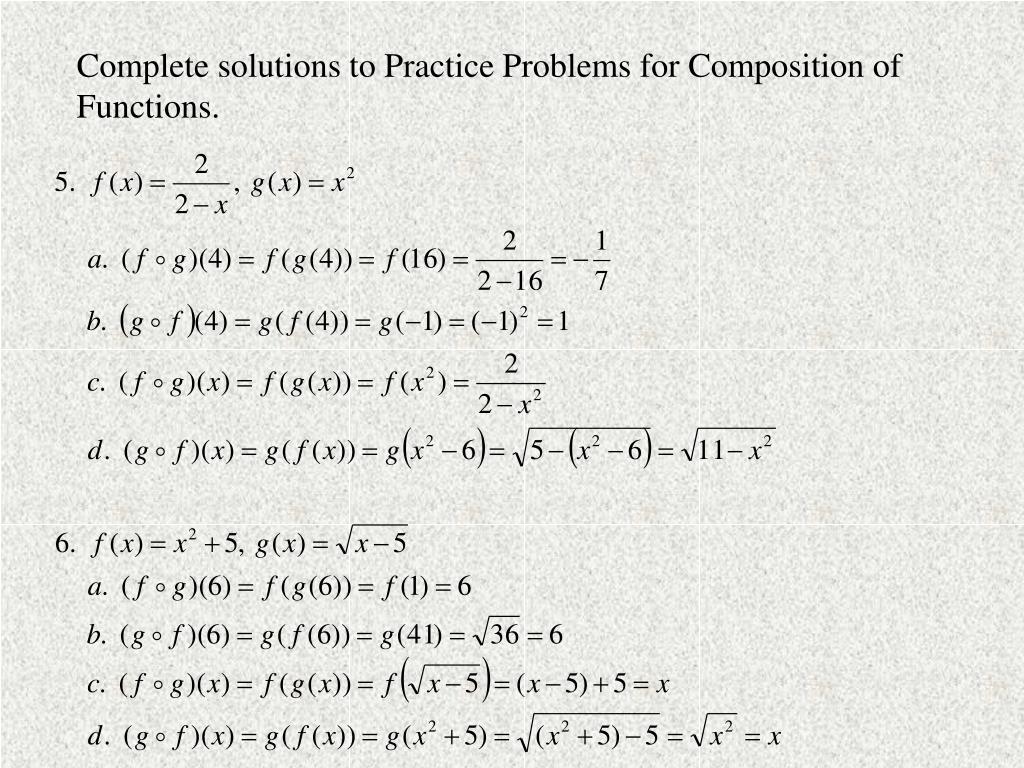 PPT - Practice Problems: The Composition of Functions PowerPoint