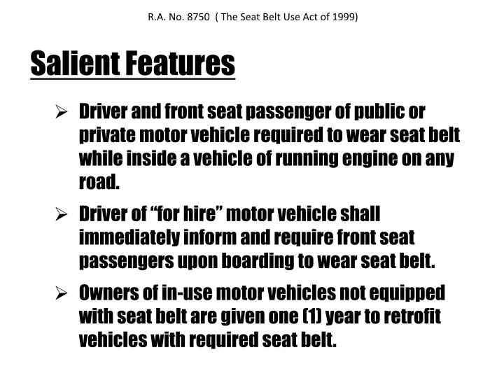 PPT Implementation of the Seat Belt Use Act of 1999 (R.A. No. 8750