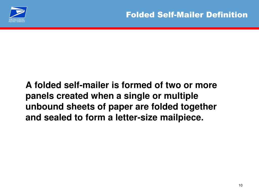 PPT Review of FOLDED SELFMAILER DMM Standards Required Jan 05, 2013