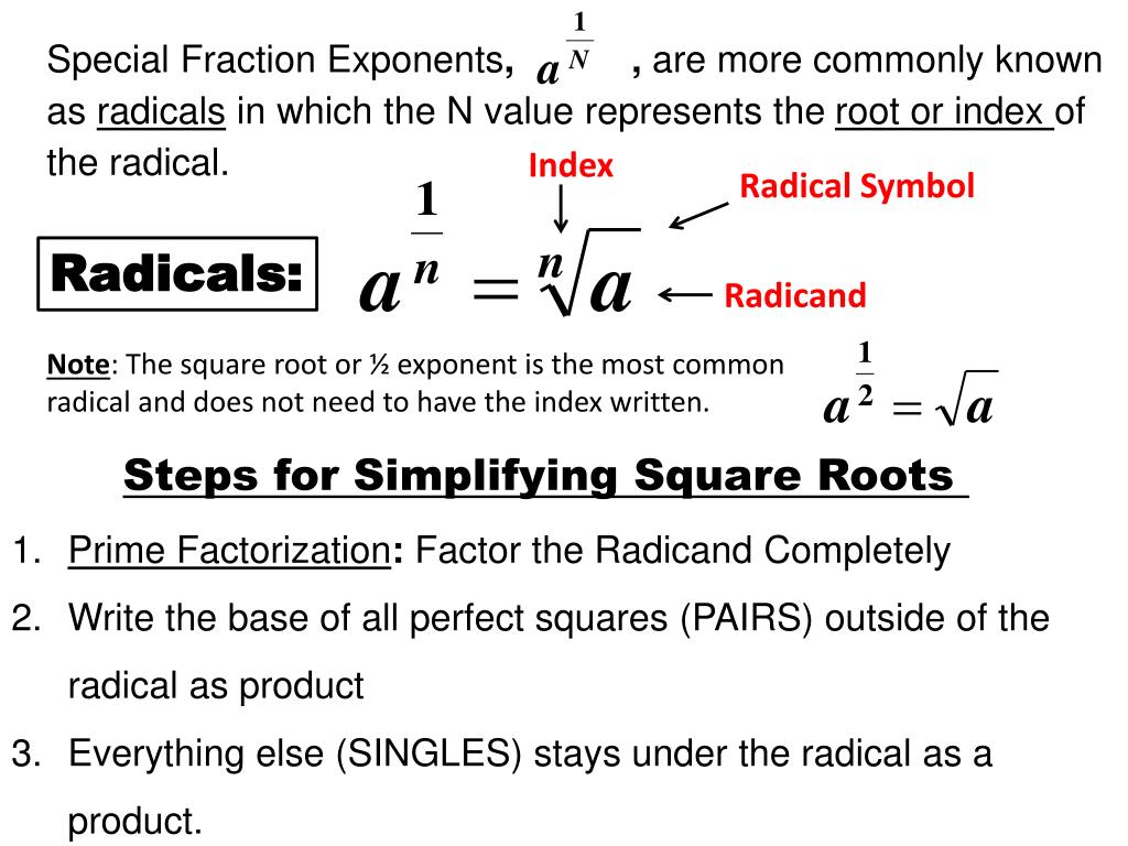 PPT Simplifying Radicals PowerPoint Presentation, free download ID