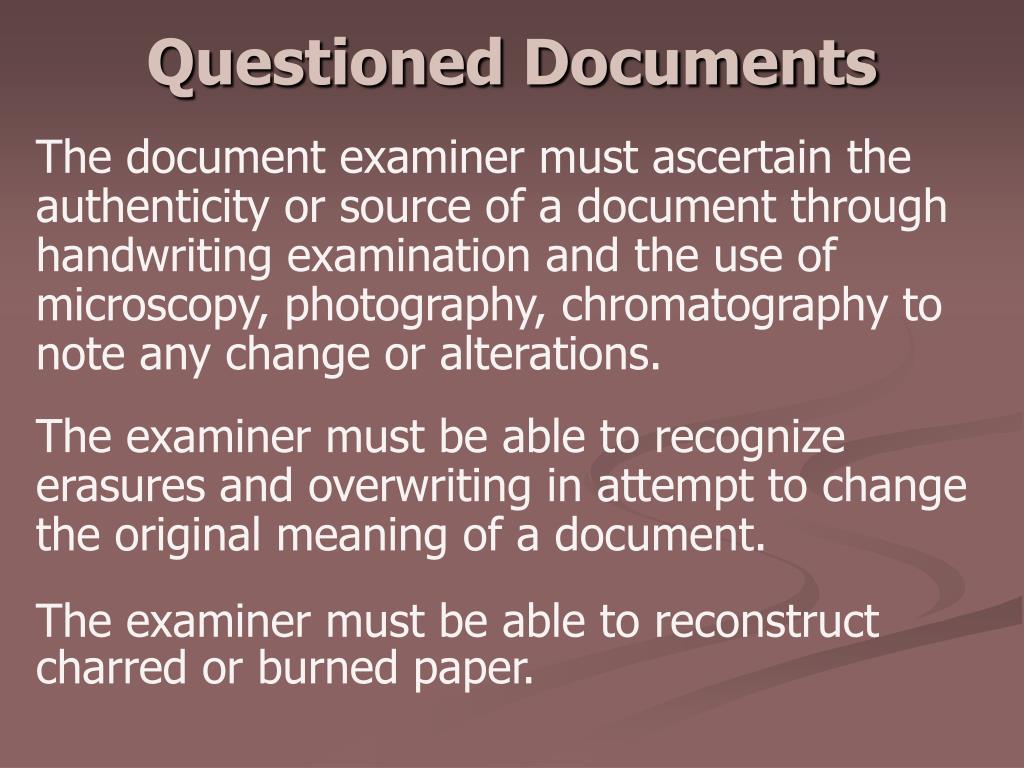 PPT Forensic Science Questioned Documents PowerPoint Presentation