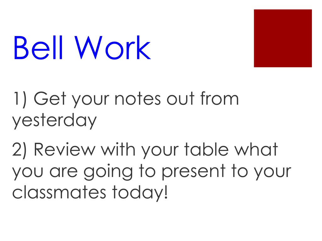 PPT Bell Work PowerPoint Presentation, free download ID6829716