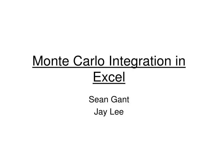 PPT Monte Carlo Integration in Excel PowerPoint Presentation, free
