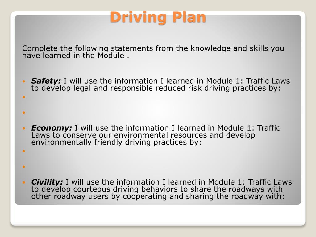 PPT Driving Plan PowerPoint Presentation, free download ID6845747