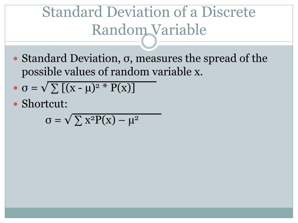 PPT Mean and Standard Deviation of a Discrete Random Variable