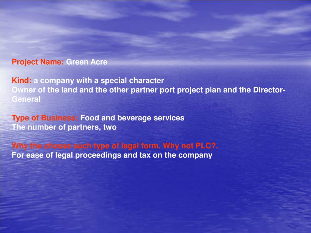 PPT Analysis of the draft restaurant Green Acre PowerPoint