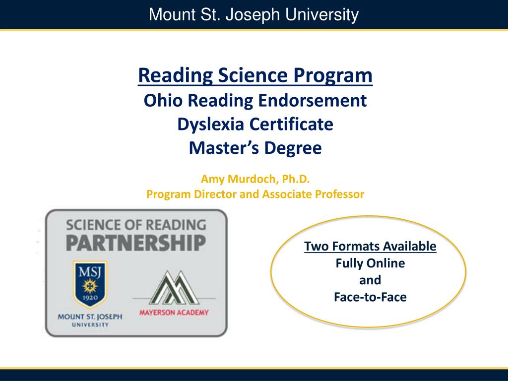 PPT Reading Science Program Ohio Reading Endorsement Dyslexia