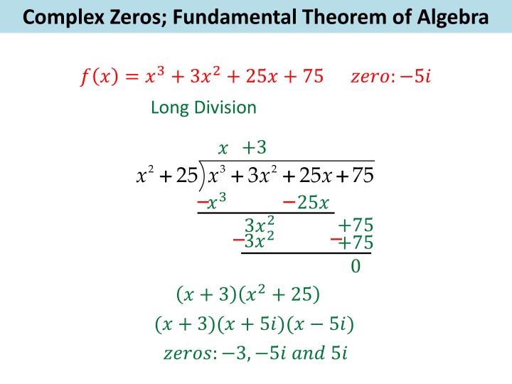 PPT Complex Zeros; Fundamental Theorem of Algebra PowerPoint