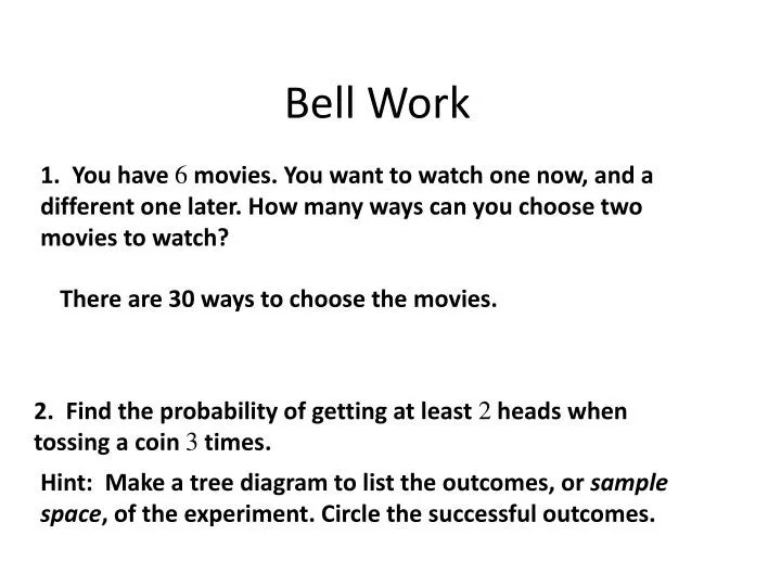 PPT Bell Work PowerPoint Presentation, free download ID6858015