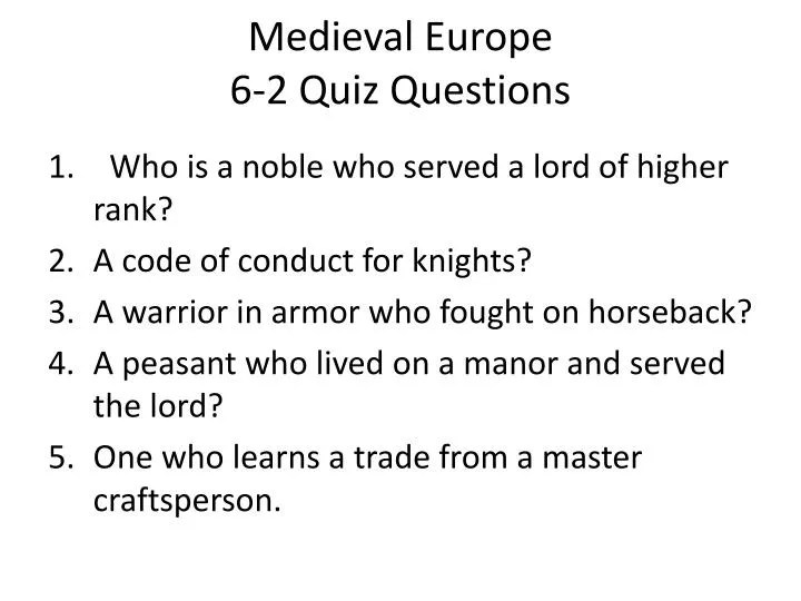 PPT Medieval Europe 62 Quiz Questions PowerPoint Presentation, free