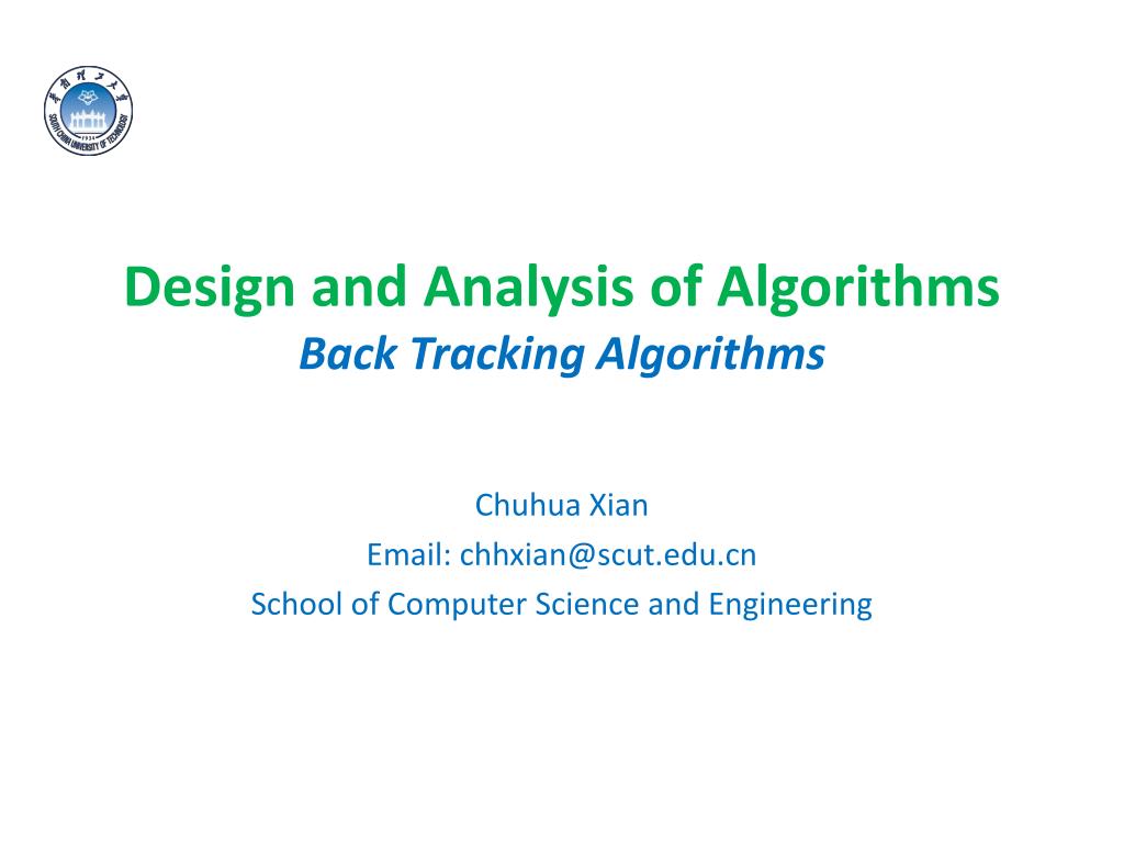PPT Design and Analysis of Algorithms Back Tracking Algorithms