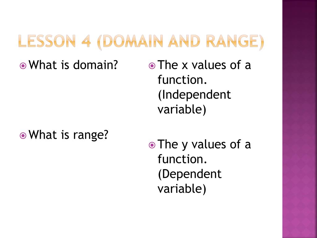 PPT Lesson 4 (Domain and Range) PowerPoint Presentation, free