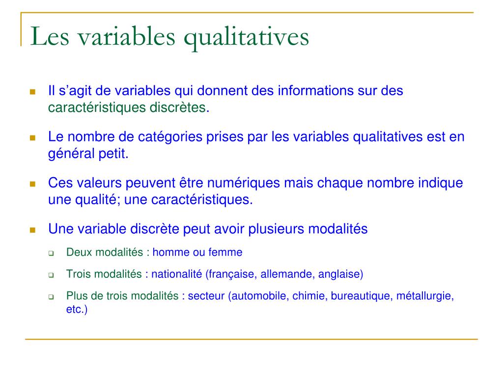 PPT Les variables qualitatives PowerPoint Presentation, free download