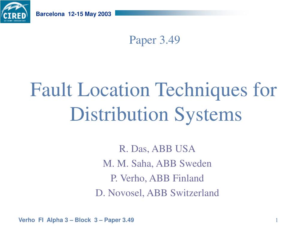 PPT Fault Location Techniques for Distribution Systems PowerPoint