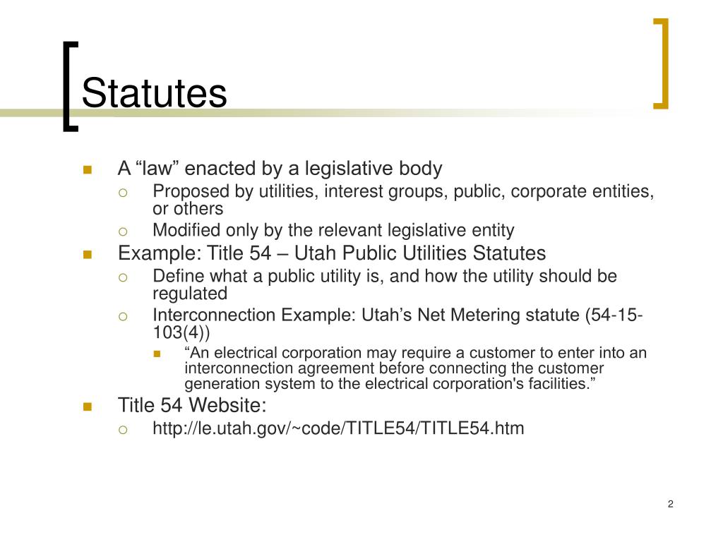 PPT Interconnection Statutes, Rules, Standards Development, Tariffs