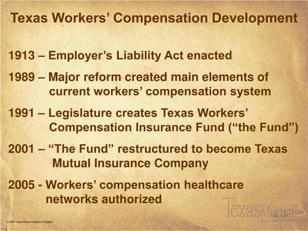 PPT Workers’ Compensation in Texas A Brief History PowerPoint