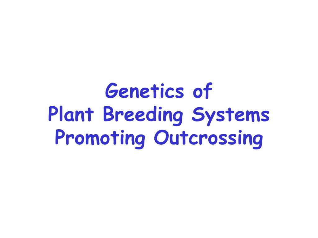 PPT of Plant Breeding Systems Promoting Outcrossing