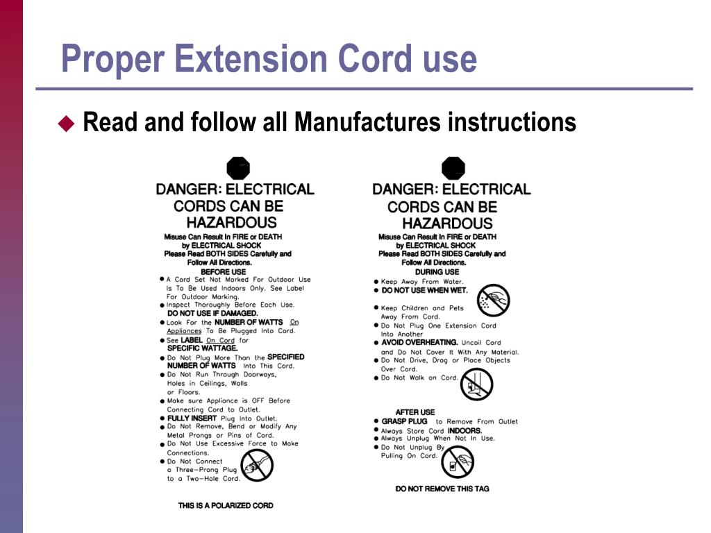 PPT Proper Use of Extension Cords PowerPoint Presentation, free