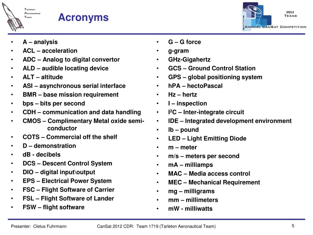 PPT CanSat 2012 CDR Outline Version 0.4 PowerPoint Presentation, free