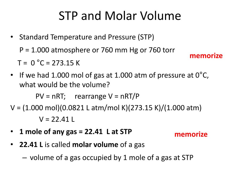 PPT STP and Molar Volume PowerPoint Presentation, free download ID
