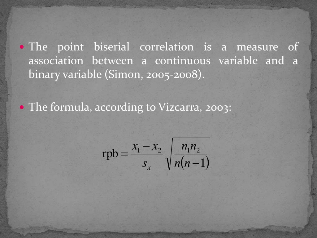 PPT POINT BISERIAL COEFICIENT OF CORRELATION (rpb) PowerPoint Presentation ID6894620
