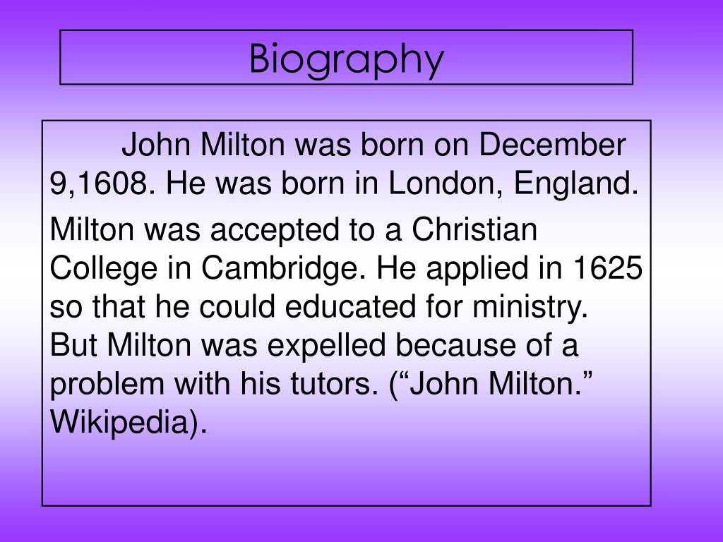 PPT Poet John Milton PowerPoint Presentation, free download ID6901796