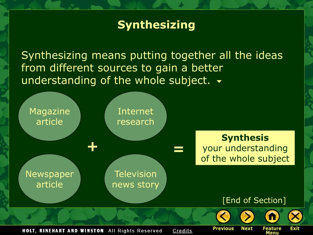 PPT Informational Text Synthesizing Sources Main Ideas and
