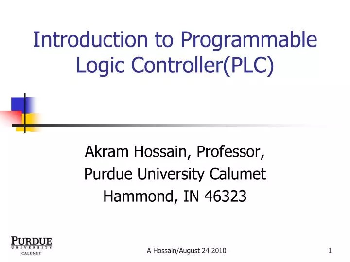 PPT Introduction to Programmable Logic Controller(PLC) PowerPoint