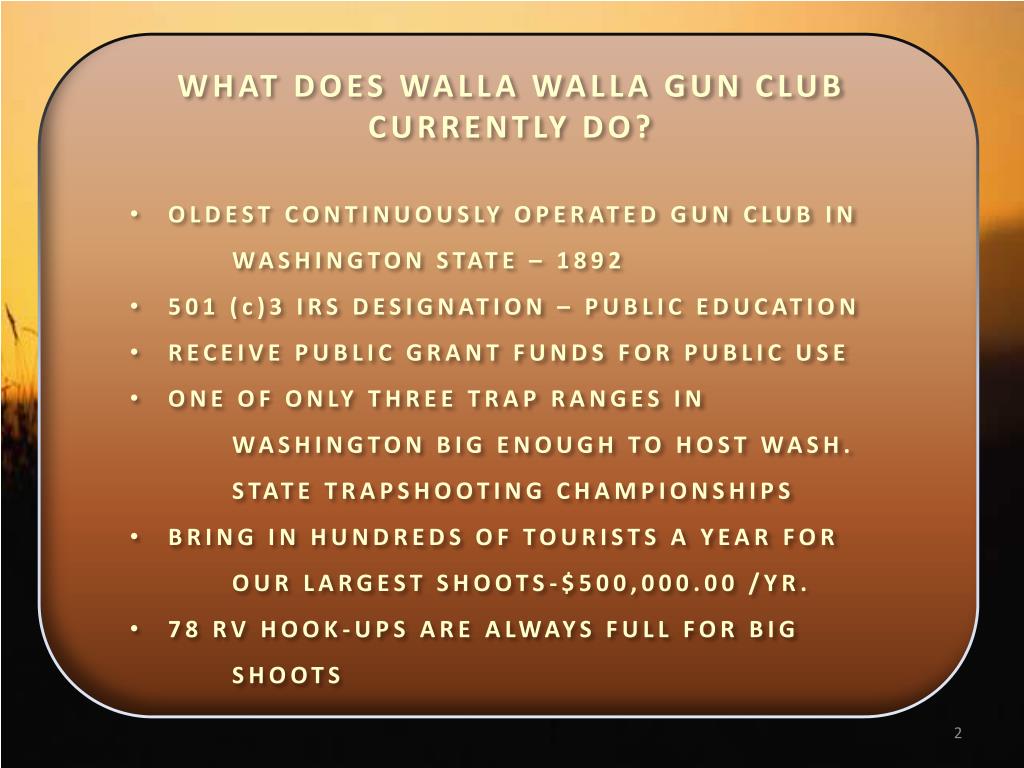 PPT WALLA WALLA GUN CLUB PowerPoint Presentation, free download ID