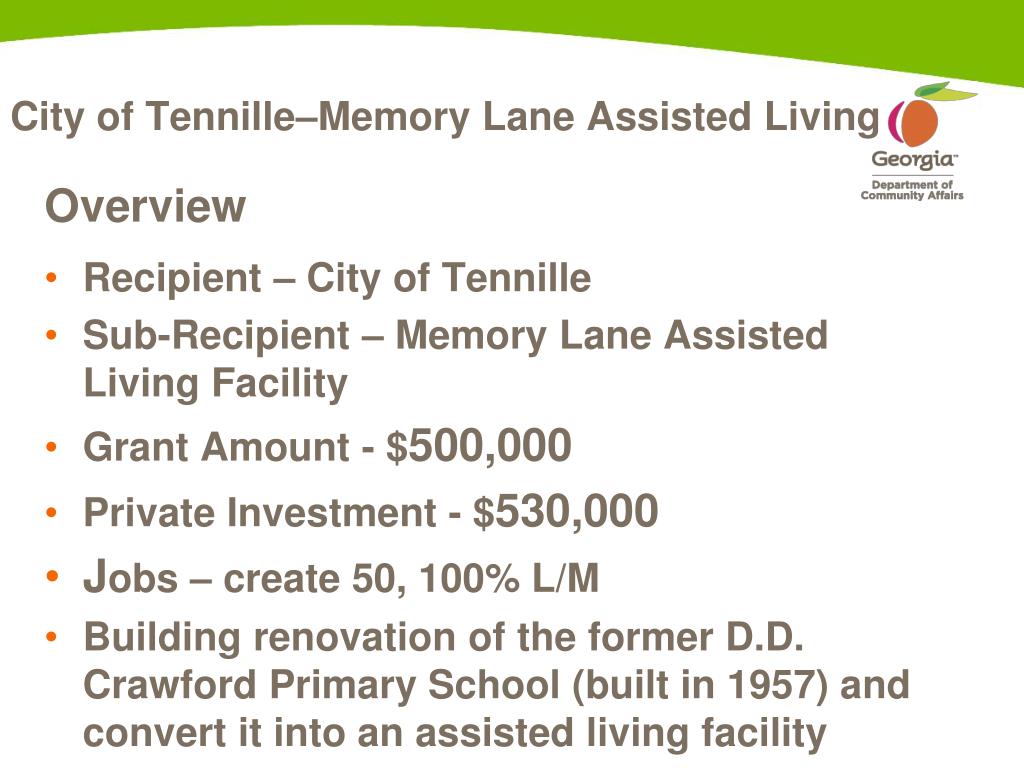 PPT City of Tennille Memory Lane Assisted Living Facility PowerPoint