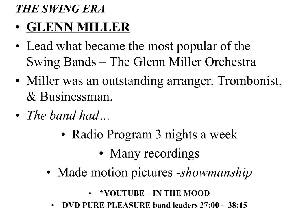 PPT SWING THE SWING ERA… PowerPoint Presentation, free download ID