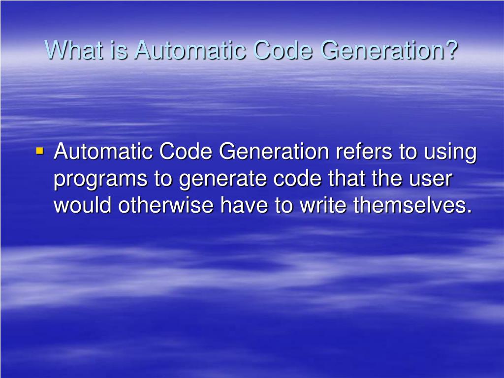 PPT Automatic Code Generation PowerPoint Presentation, free download